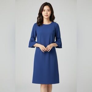 Love Bonito Women’s Blue Bell Sleeves Shift Dress Sz M